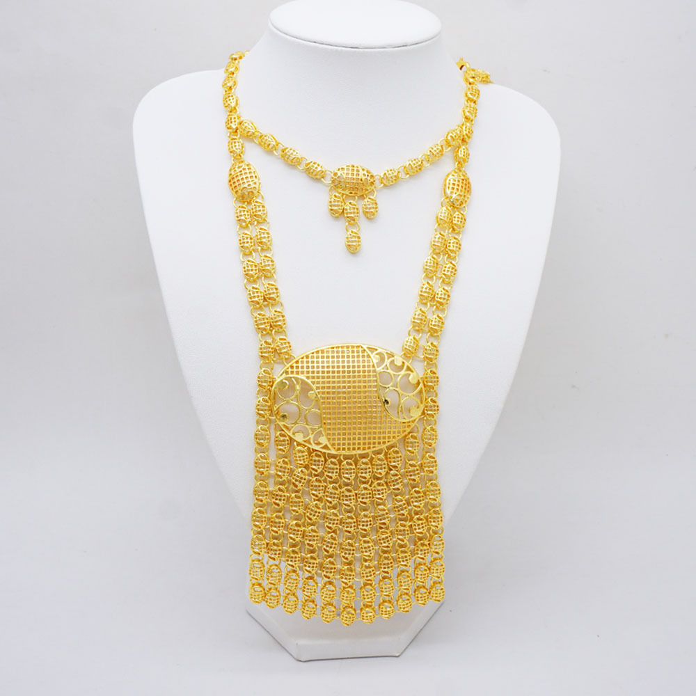 24K Gold Plated Ring Necklace Earrings Bracelet European & American Jewelry Set - view 2