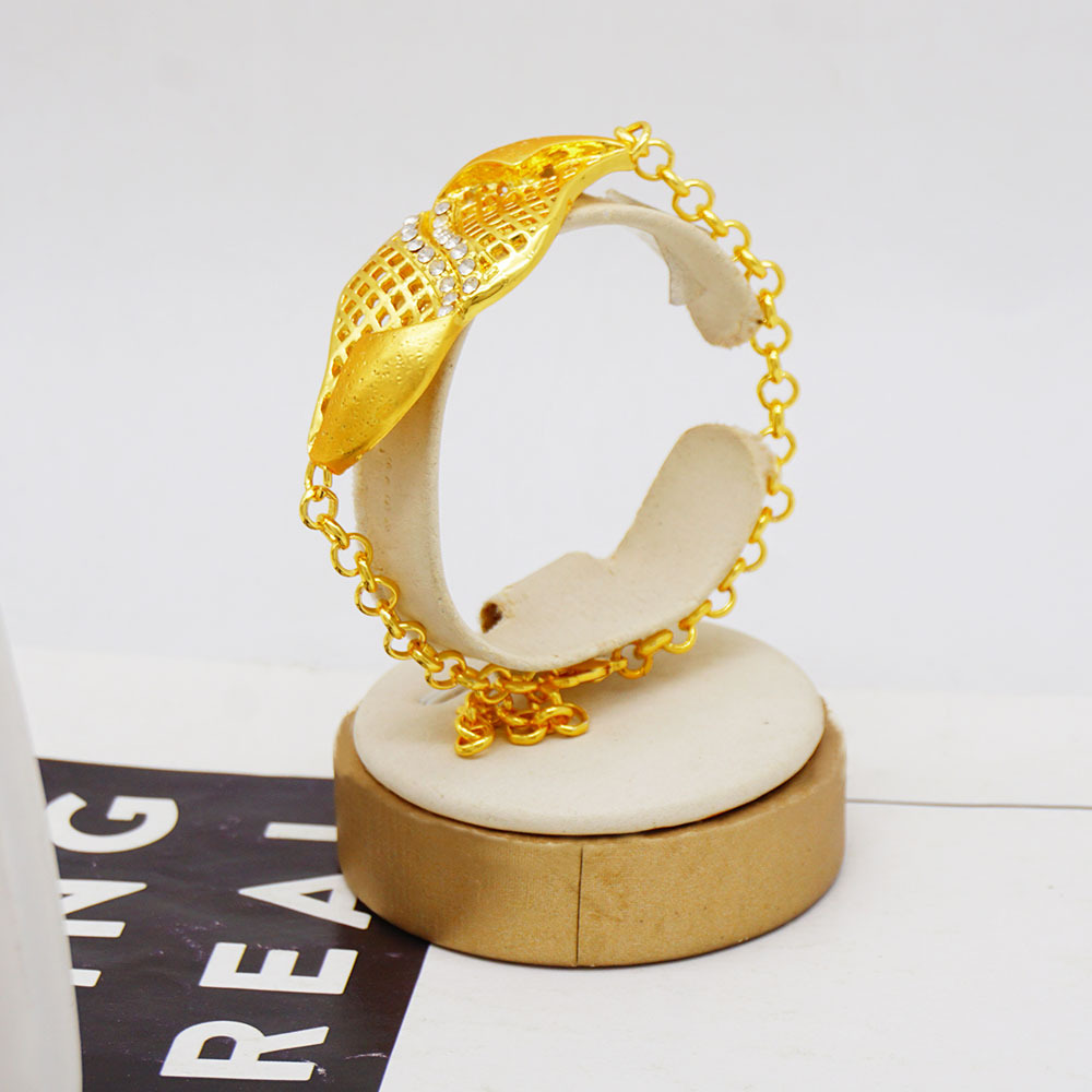 24K Gold Plated Ring Necklace Earrings Bracelet European & American Jewelry Set thumbnail 6