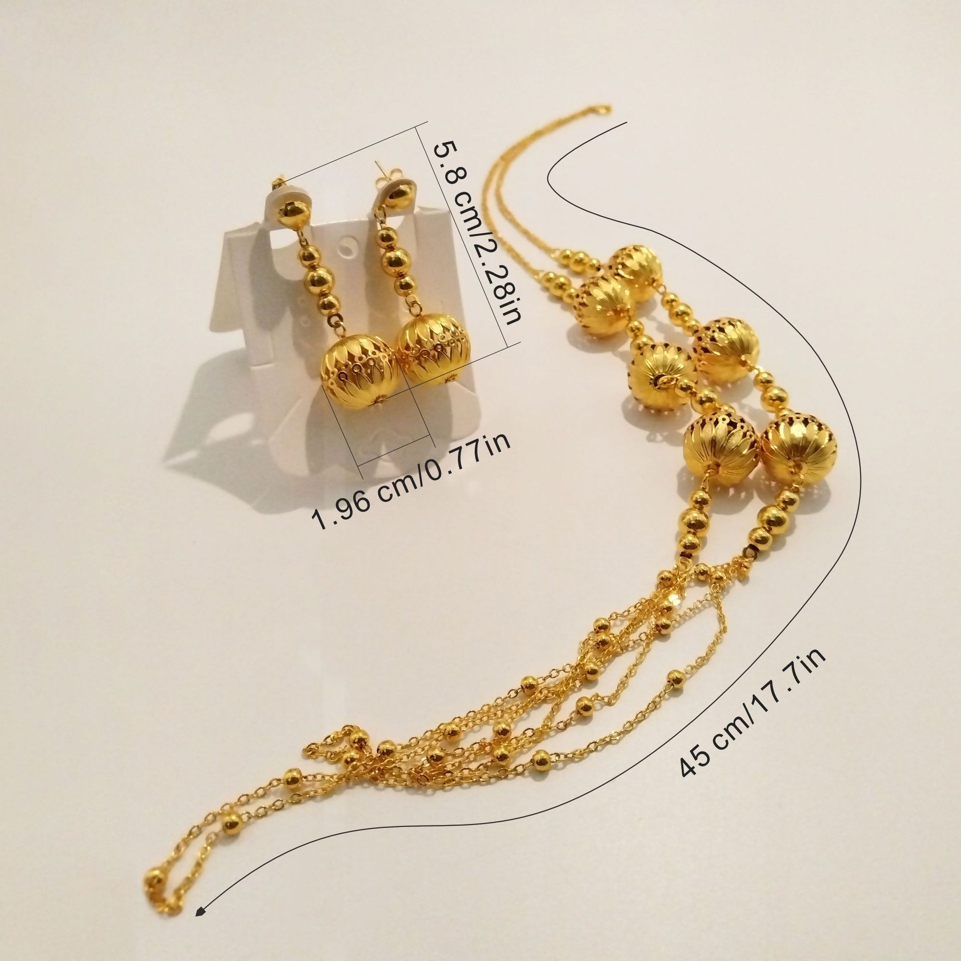Gold Plated Ring Necklace Wedding Dubai Middle East African Jewelry Set - view 2