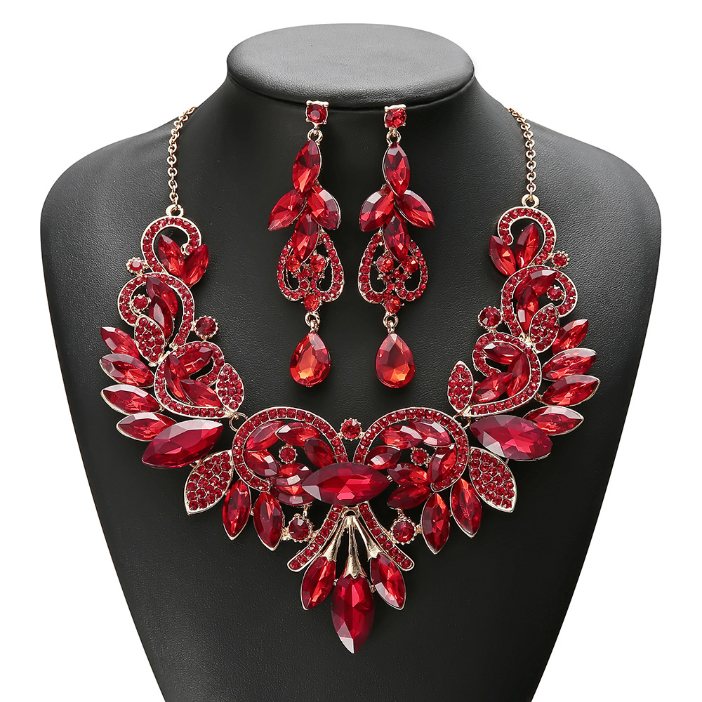 2-Piece Alloy Necklace Earrings Crystal Jewelry Set - view 2