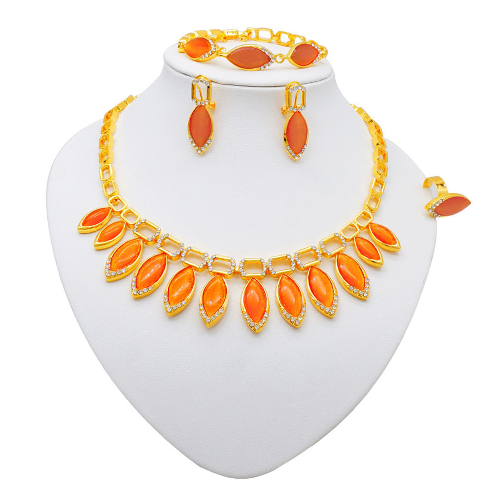 Alloy Necklace European & American Style Cat Eye Jewelry Set