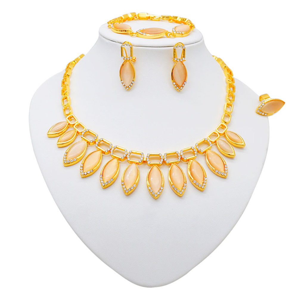 Alloy Necklace European & American Style Cat Eye Jewelry Set thumbnail 4