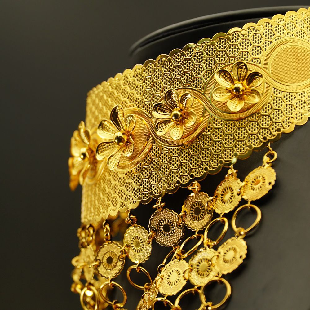 2-Piece Gold Plated Necklace Earrings Flower Bridal Wedd Jewelry Set thumbnail 3