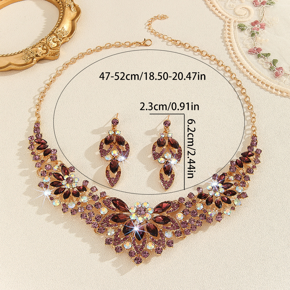 Alloy Necklace Earrings European & American Style Exaggerated Elegan Jewelry Set - view 2
