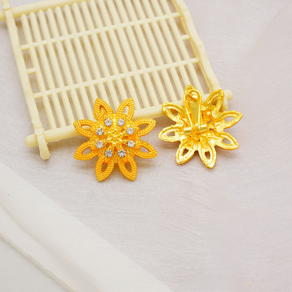 4-Piece Gold Plated Ring Necklace Earrings Bracelet Dubai Jewelry Set - view 2