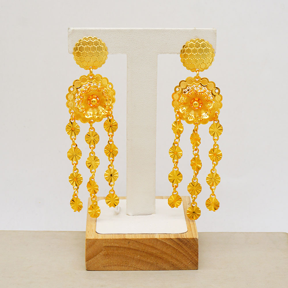 24K Gold Plated Necklace Earrings Tassel Dubai Jewelry Set thumbnail 3